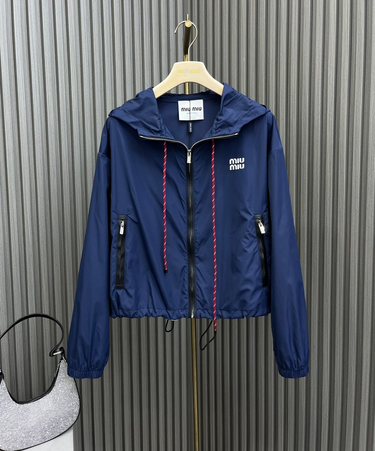 穆M家-2404 24新品薄款尼龍連帽套裝 藍色