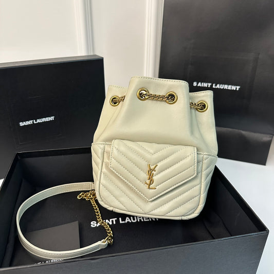 聖Y羅-Joe Backpack 絎縫雙肩包 白色金扣 Mini