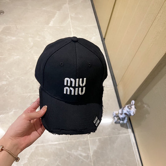 穆M家-2023新款刺繡刷破棒球帽 黑色