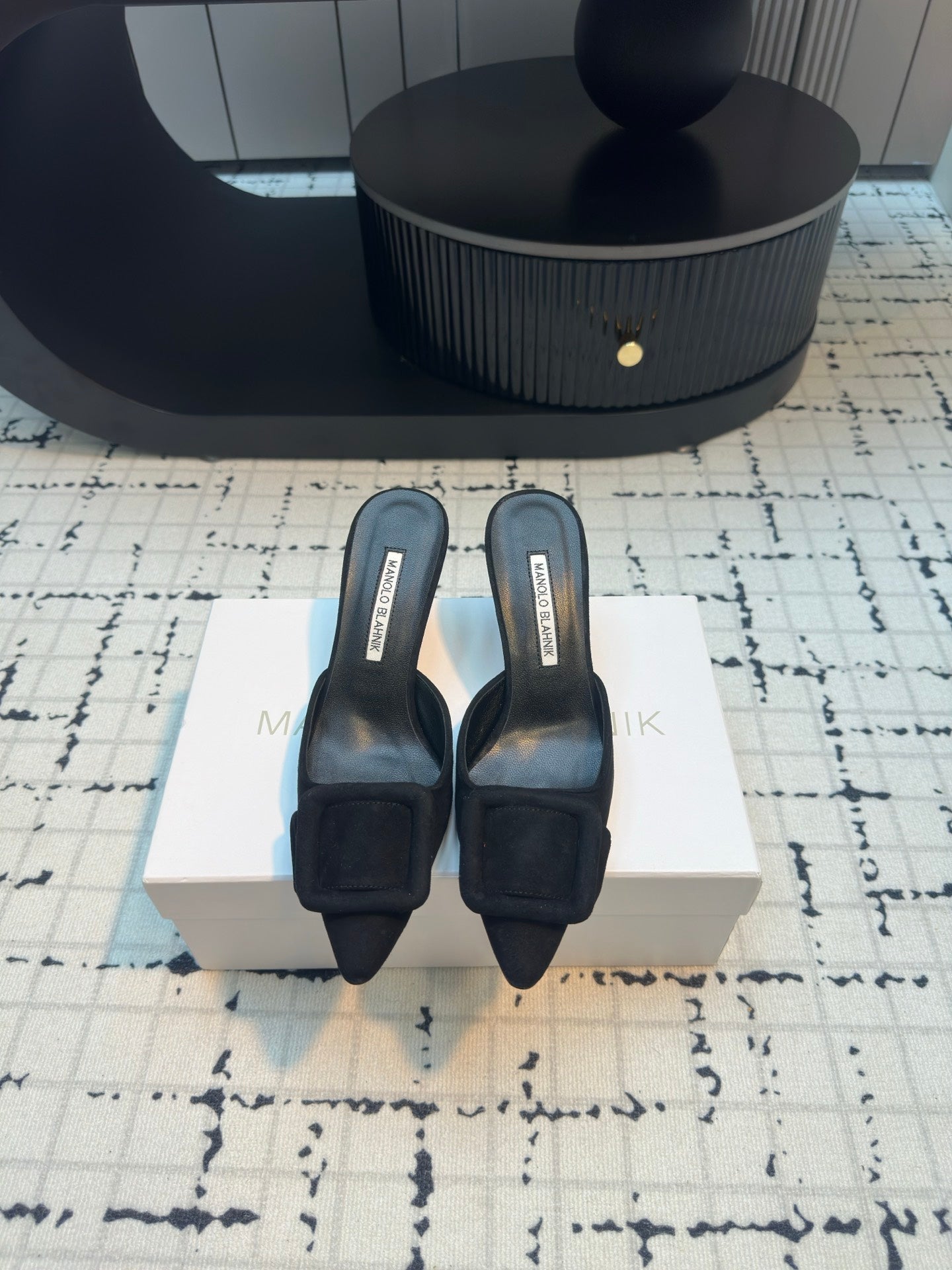 Manolo Blahnik-2024 高跟拖鞋 黑色