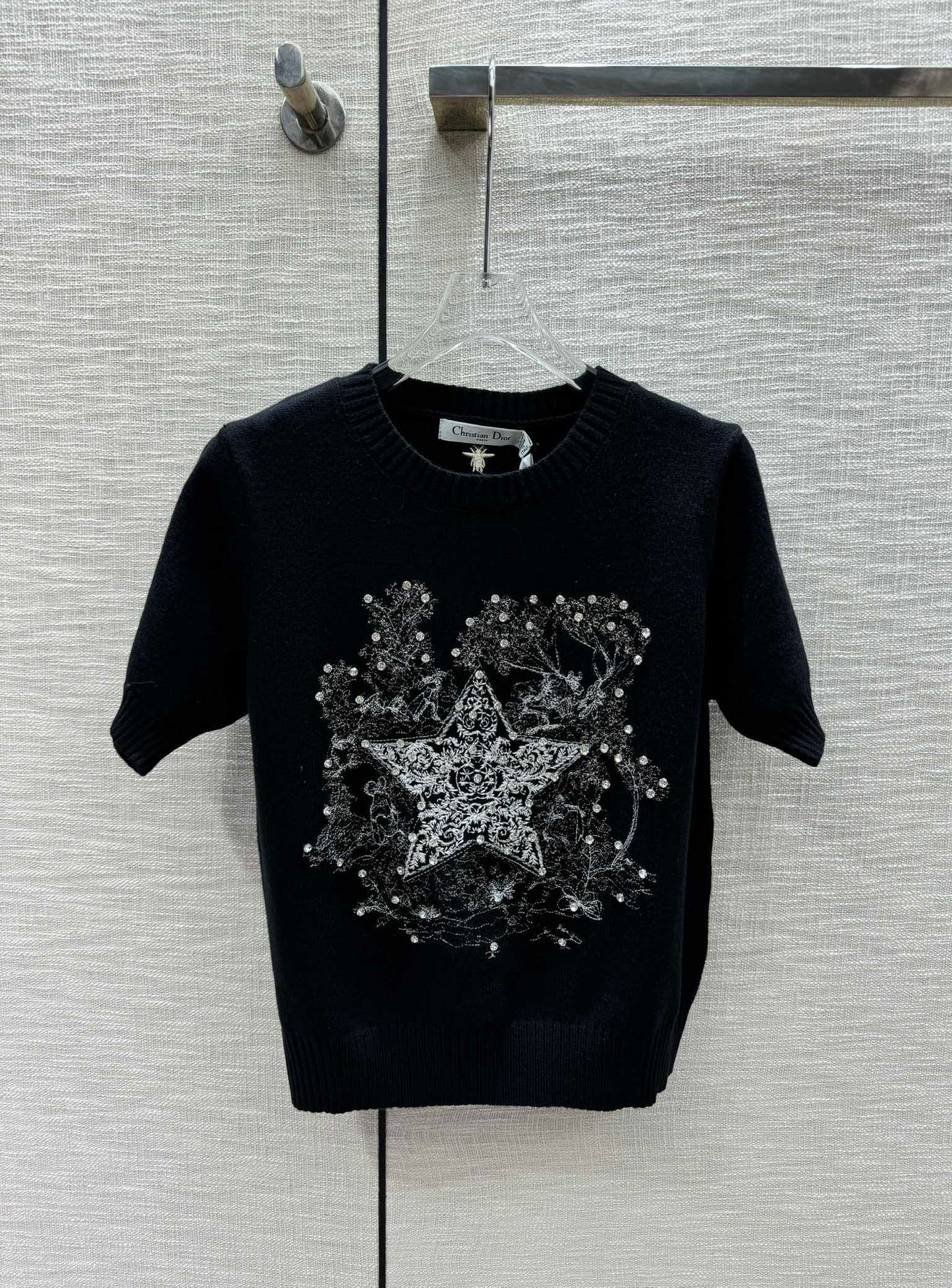 迪D家-2403 24早春最新星星針織短袖 黑色