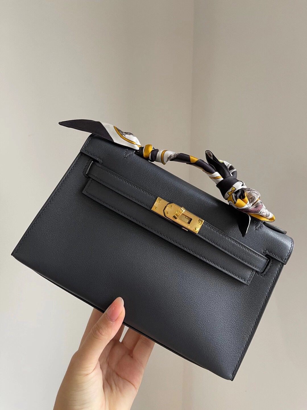 小愛款-Mini Kelly 1代 Swift 午夜藍 金扣