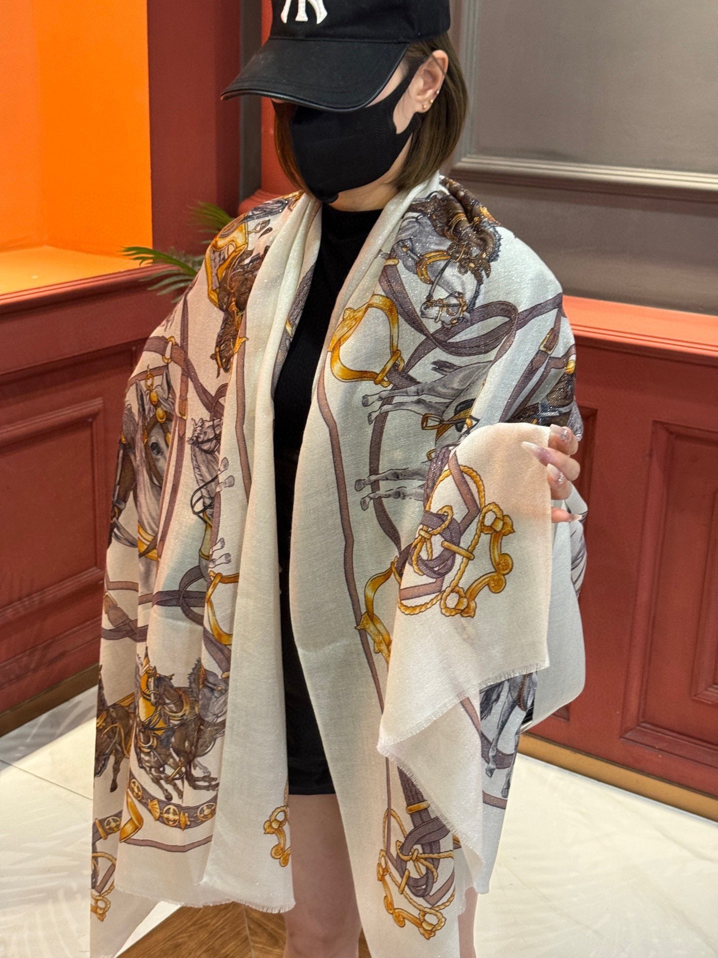 小愛款-2024 經典齒輪長絲巾 110*200