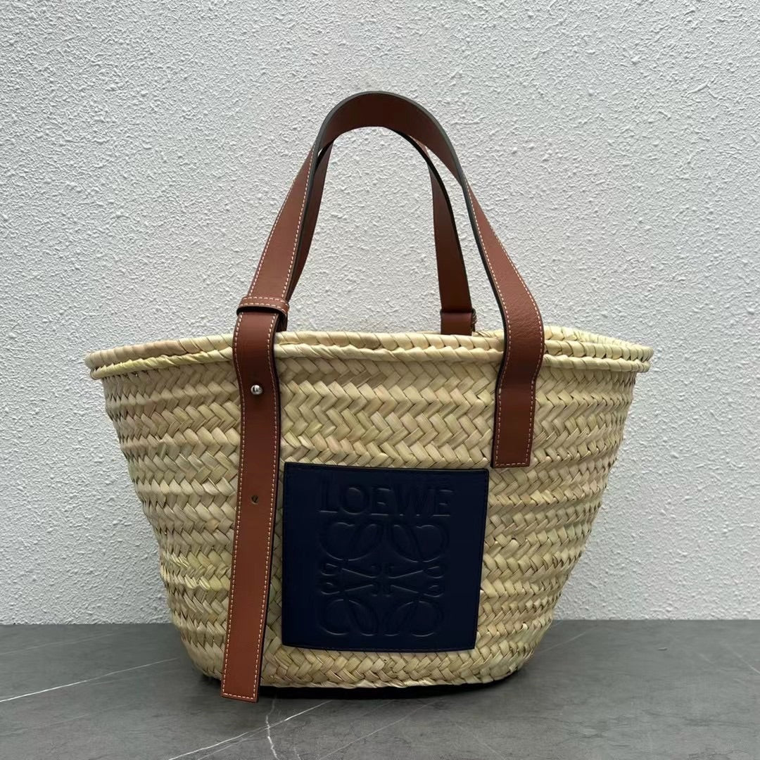 羅L威-草編包 40CM 大號 黑色