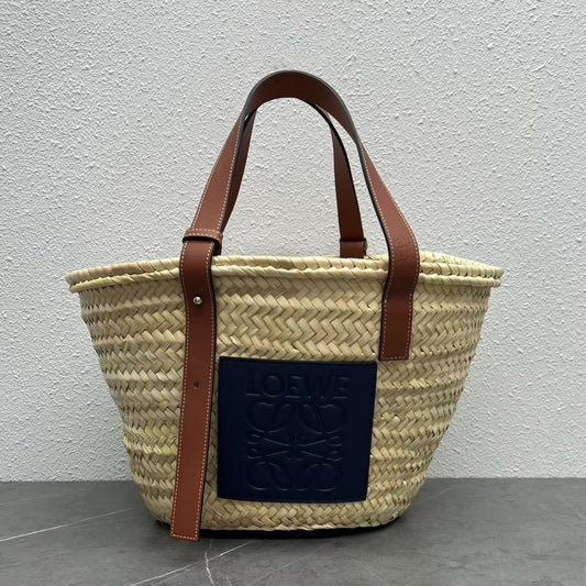羅L威-草編包 40CM 大號 黑色
