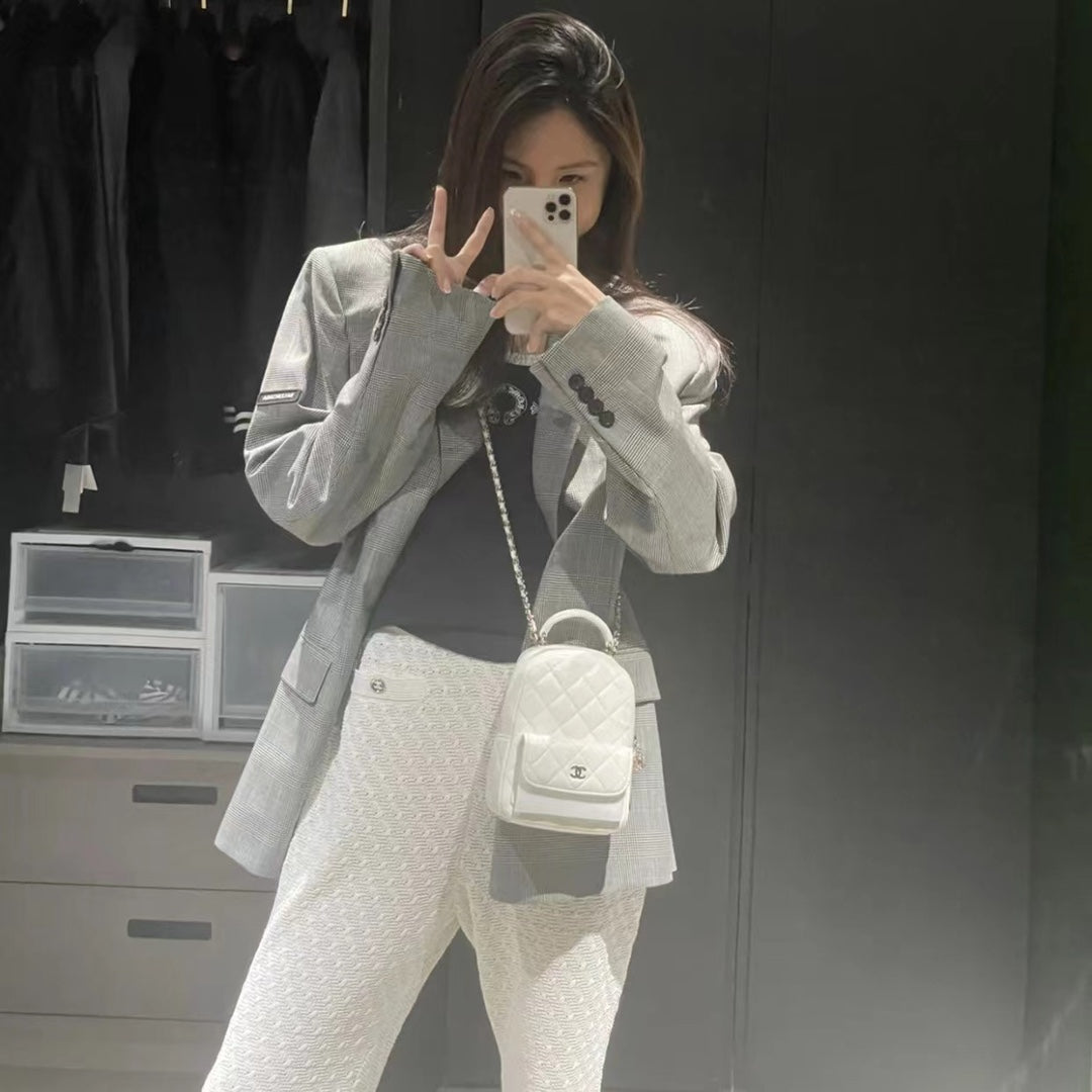 熱銷款 小香家-Chanel 24c 新款原版 迷你雙肩包 白色