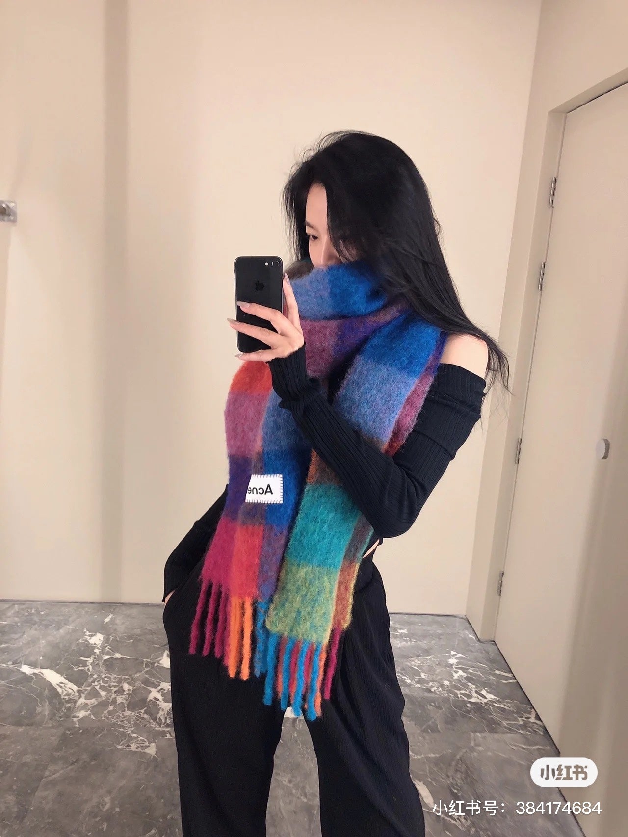 ACNE-2024羊絨大圍巾 28*250 深色