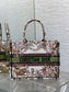 迪D家-2024春夏系列 Book Tote 太陽刺繡 白綠色 中號