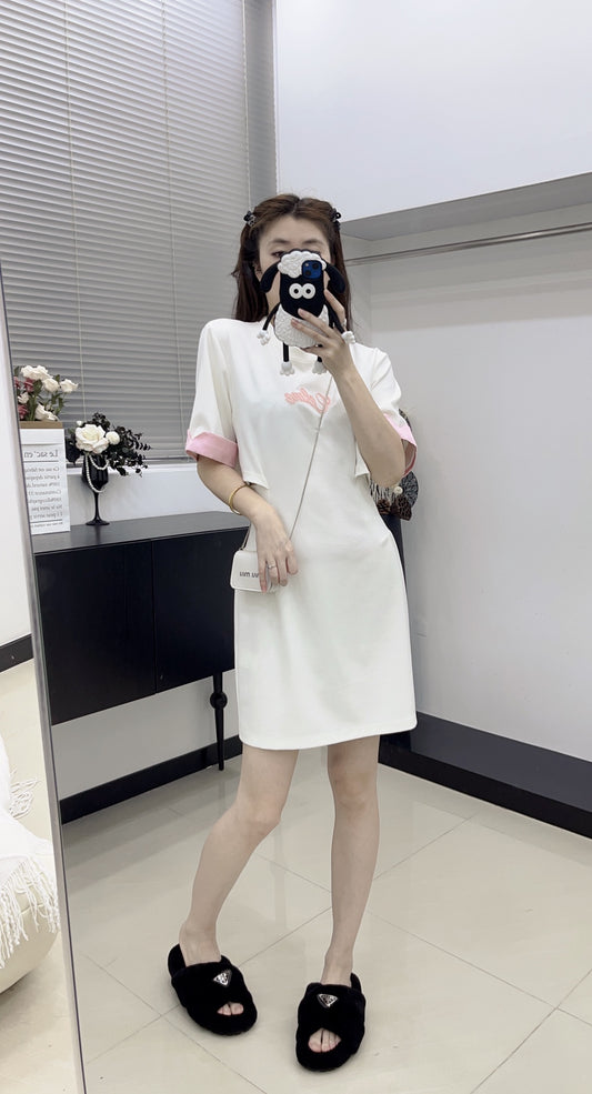 賽C家-2404 甜美系鏤空收腰連身裙 白色