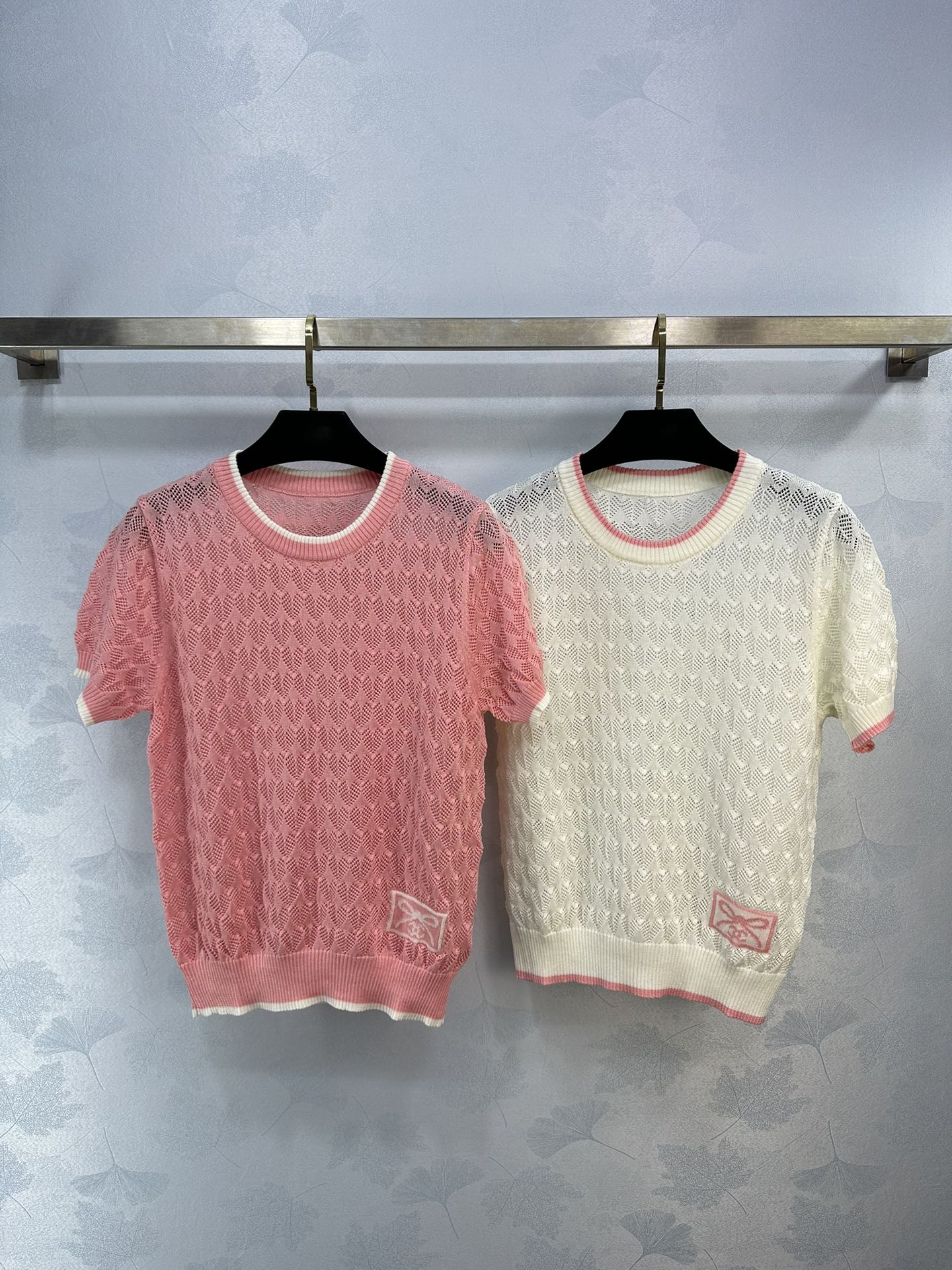 小香家-2404 24夏季新款 logo刺繡短袖圓領針織衫上衣