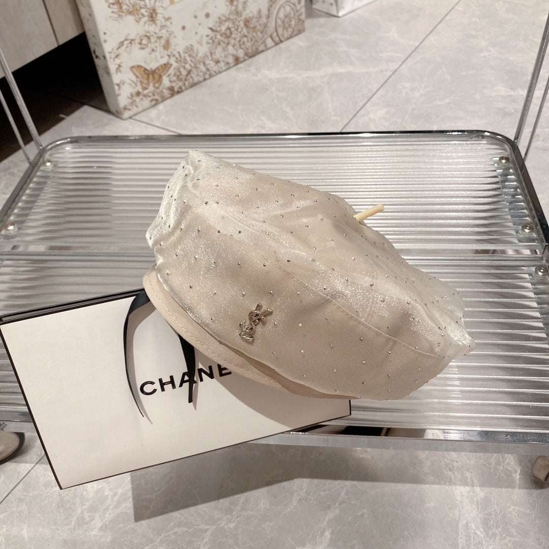 聖Y羅-泡泡紗貝雷帽 畫家帽 米白色