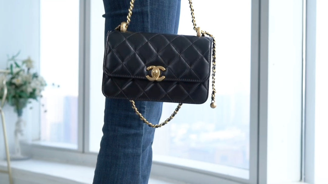 小香家-Chanel 24c雙金球 CF Mini19 黑色