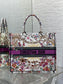 迪D家-2024春夏系列 Book Tote 太陽刺繡 白紫色 大號