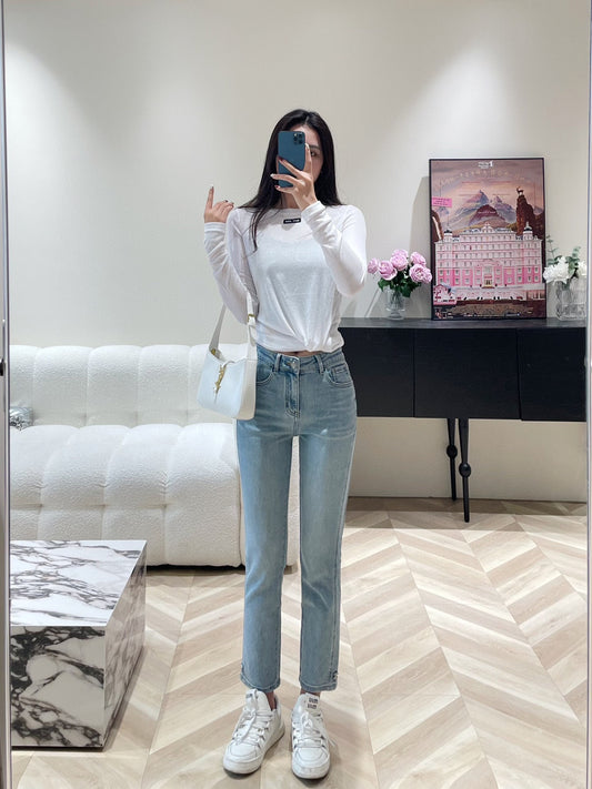 小香家-2403 24經典中古風修身小腳牛仔褲
