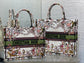 迪D家-2024春夏系列 Book Tote 太陽刺繡 白綠色 大號