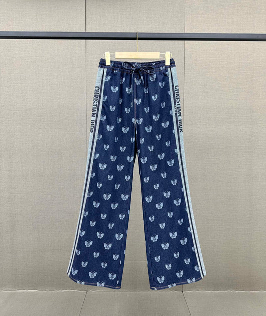 迪D家-2403 蝴蝶字母印花工藝牛仔褲