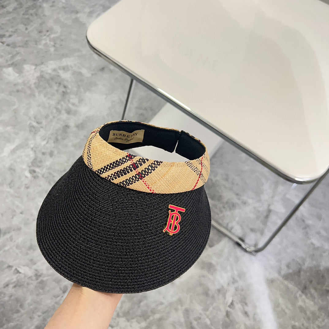 巴B家-2024夏季新款 經典格紋遮陽帽 黑色