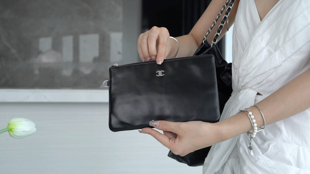小香家-Chanel 22號手袋 黑銀色中號
