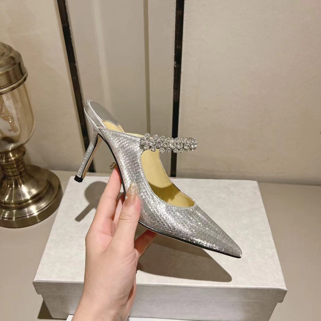 JC傑米-巴黎櫥窗定制款 Blingbling高跟拖鞋 10CM 銀色