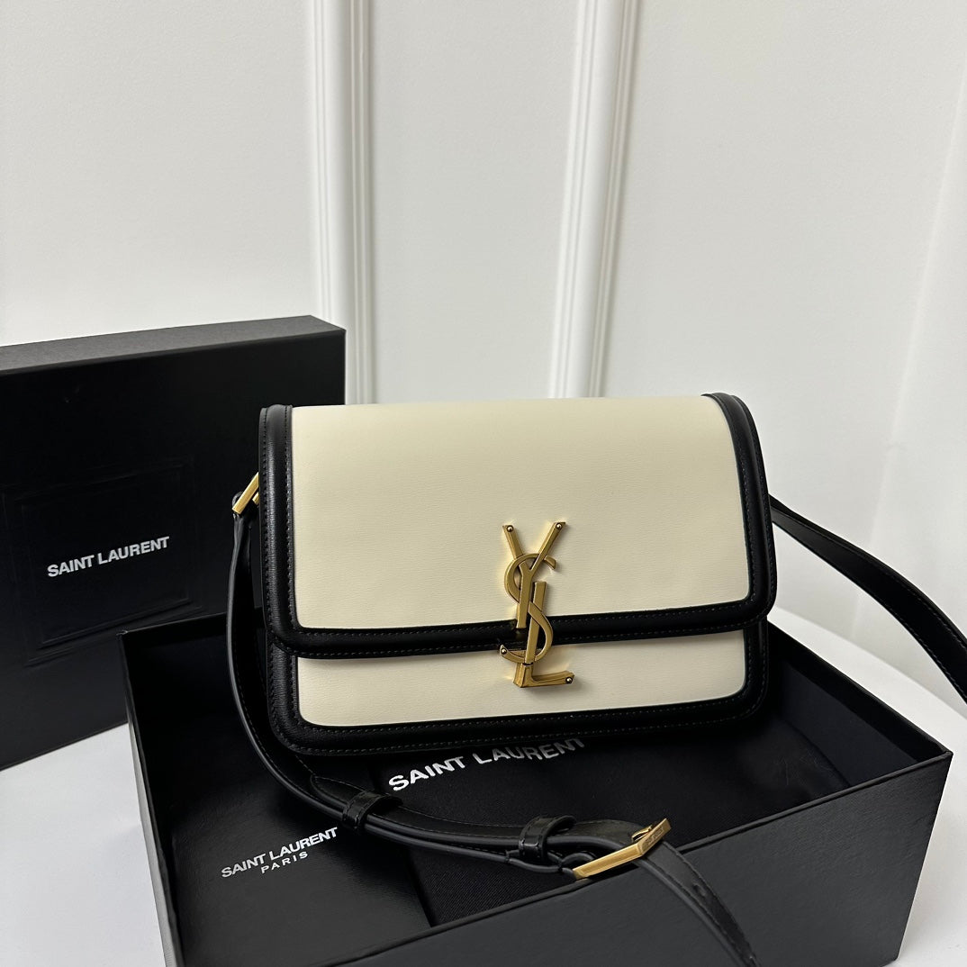 聖Y羅-BOX SAINT LAURENT 豆腐包 大號 黑拼白色