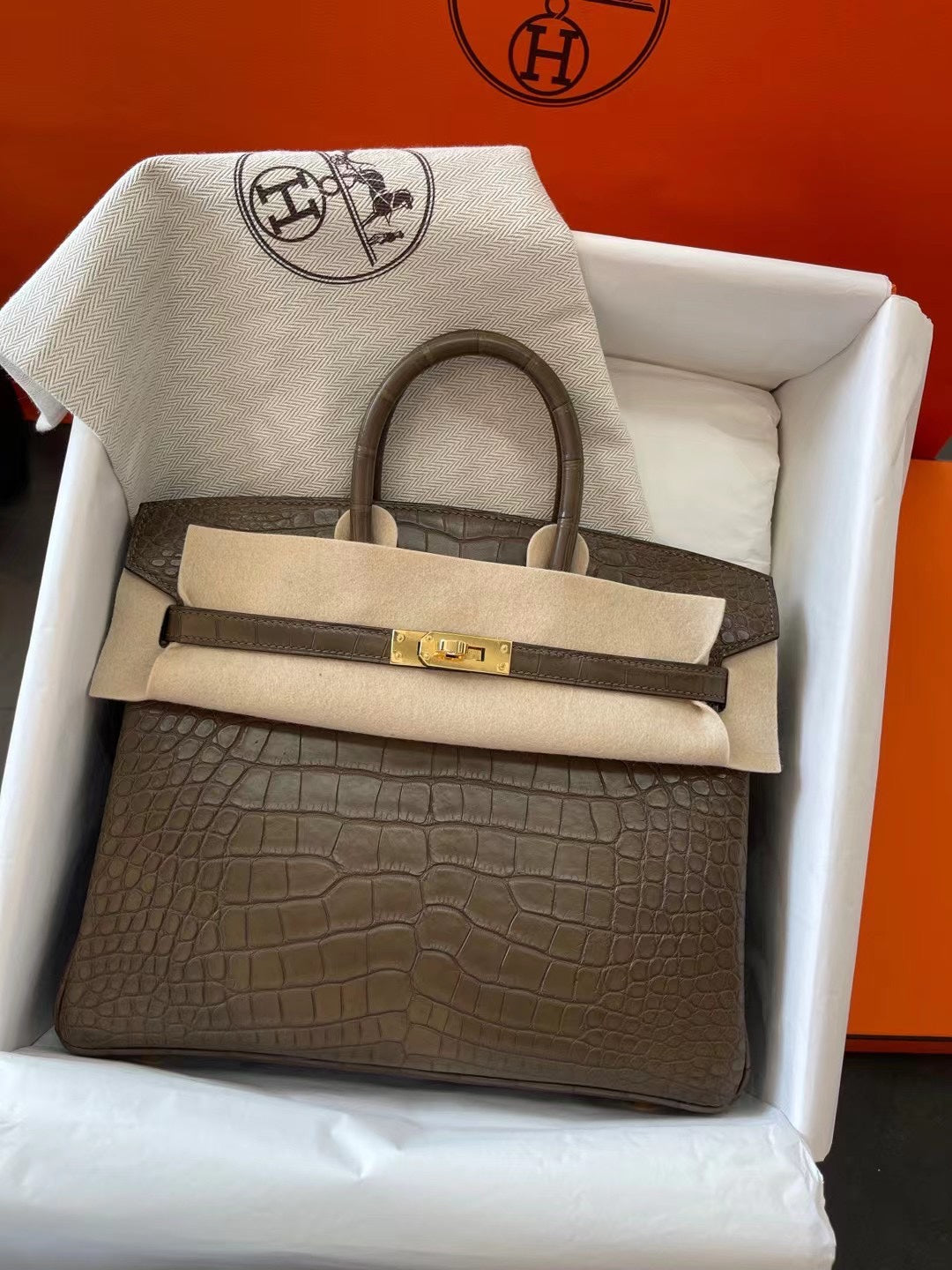 小愛款-Birkin 25 M1牛芷草灰色 金扣