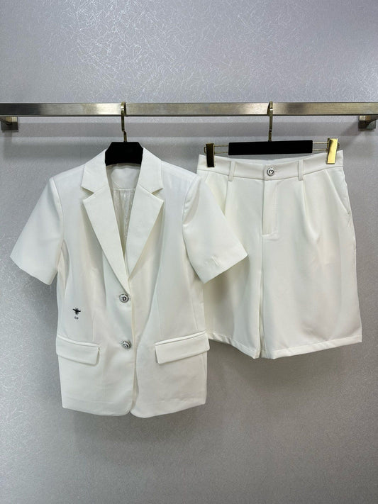 迪D家-2403 休閒西服套裝輕薄款 白色