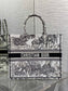 迪D家-Book Tote 2023春夏系列 老虎刺繡 白色 大號