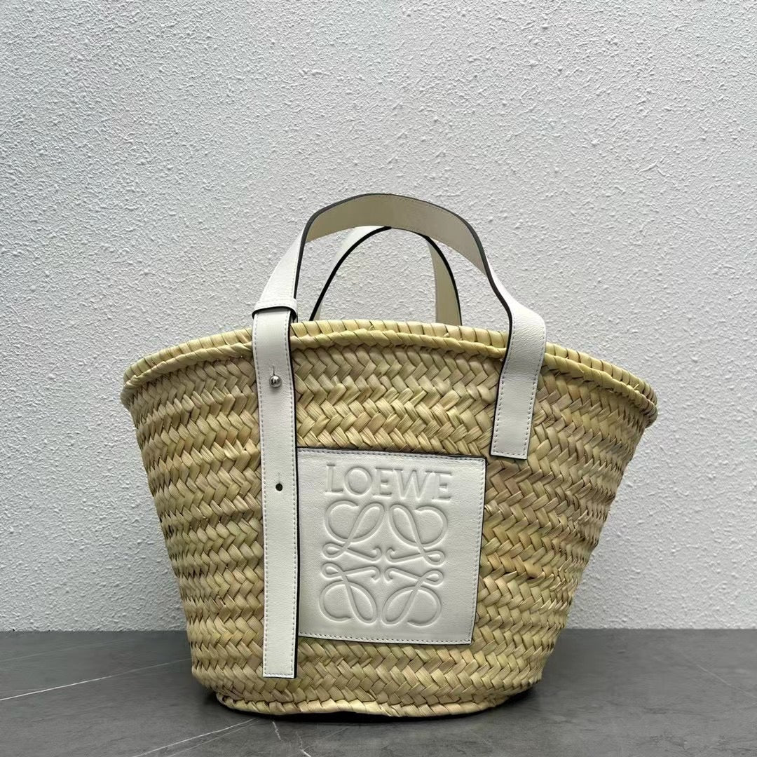 羅L威-草編包 40CM 大號 奶油白