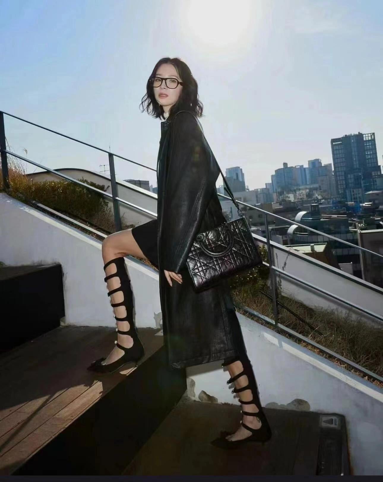 迪D家-2024春夏新款 Lady D-Sire油蠟皮系列 黑色 中號