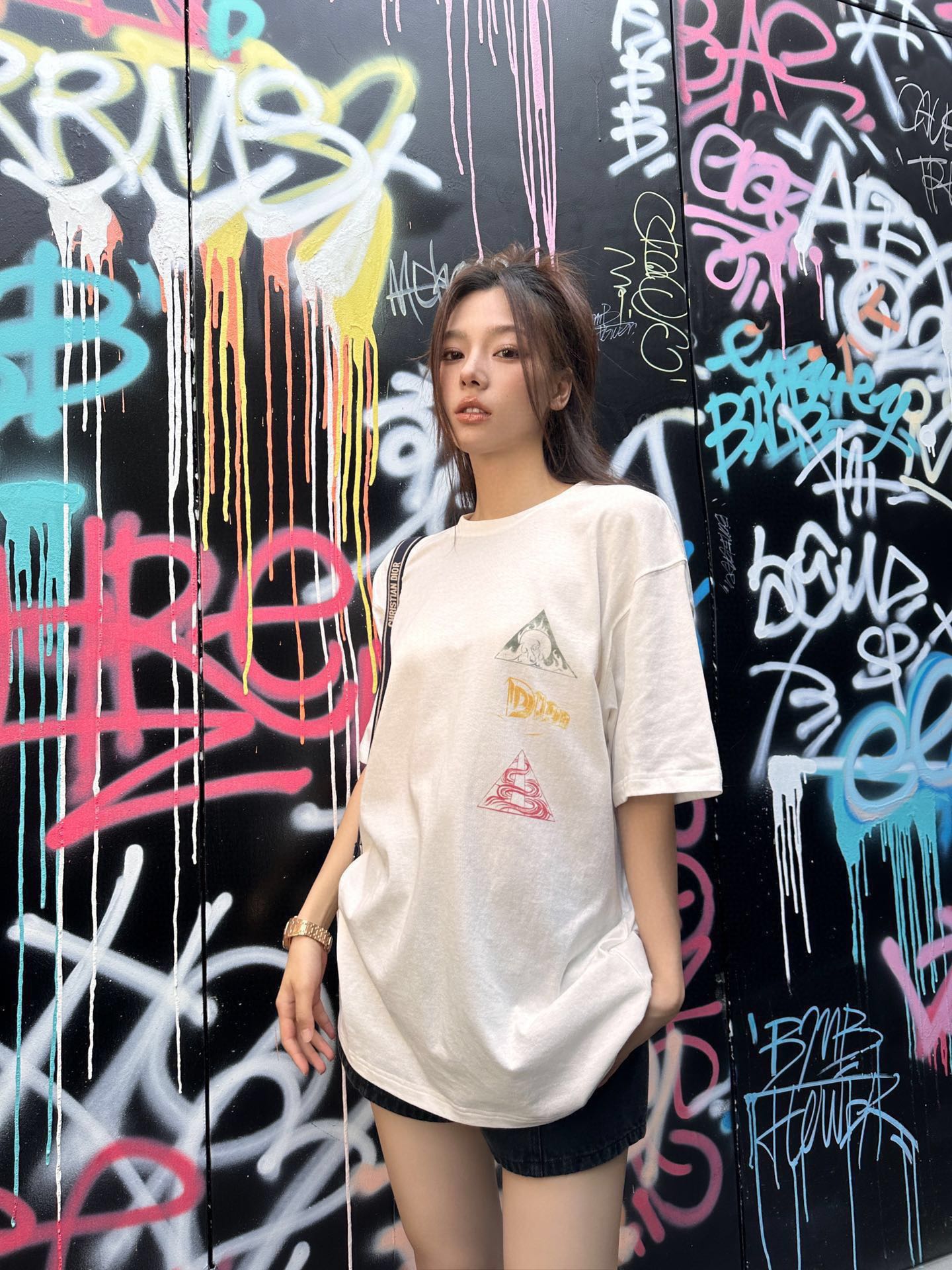 迪D家-2403 印花圓領寬鬆短袖Tee