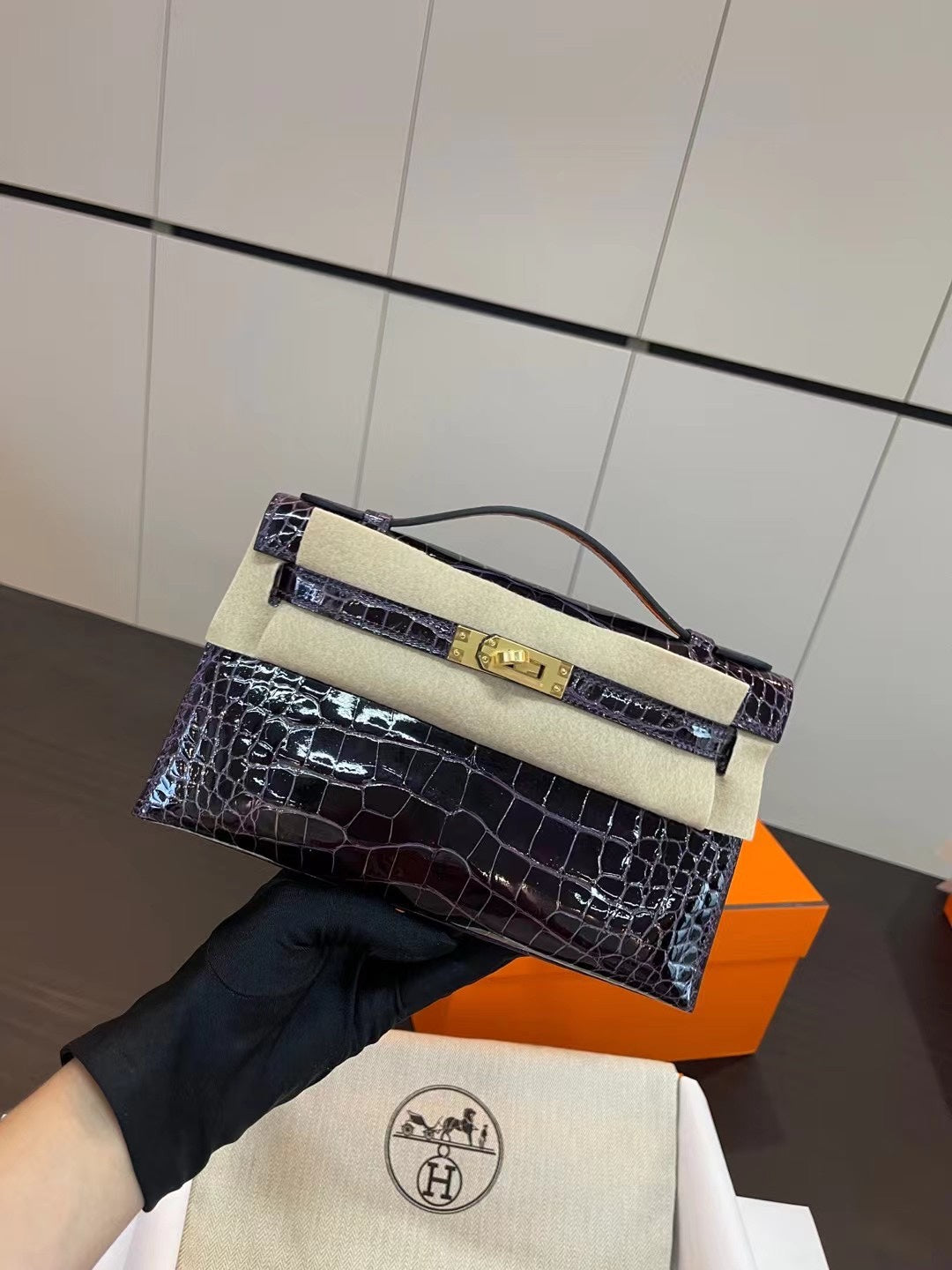 小愛款-Kelly mini 1代 鱷魚 9G紫水晶 金扣
