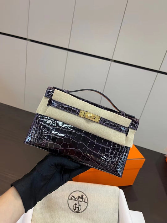 小愛款-Kelly mini 1代 鱷魚 9G紫水晶 金扣