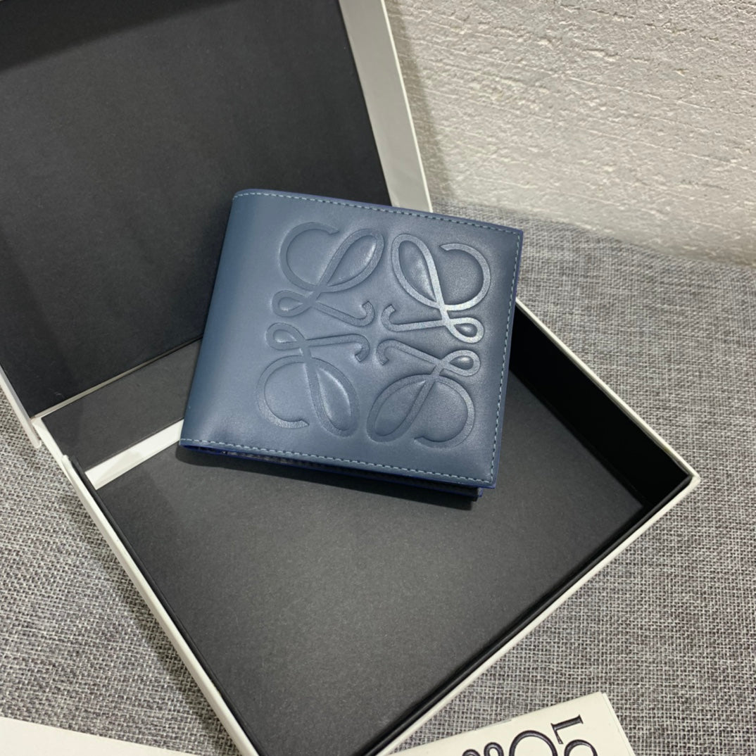 羅L威-Brand bifold wallet系列男士對折短夾 藍色