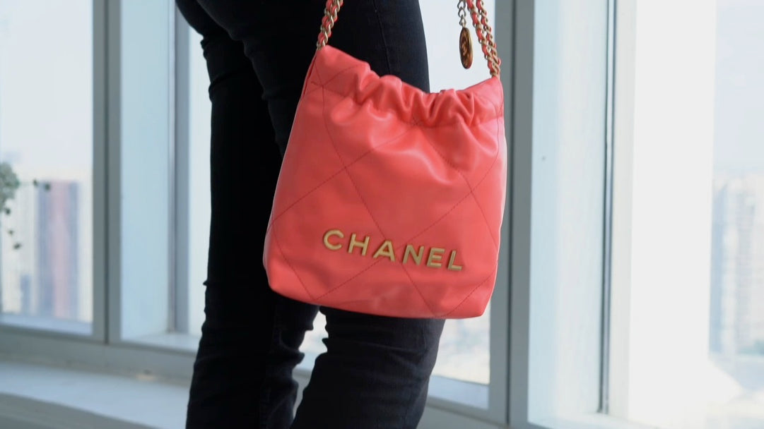 小香家-Chanel 22號手袋 橙紅色 雙鍊條