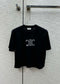 賽C家-2403 24春夏燙鑽logo針織短袖 黑色