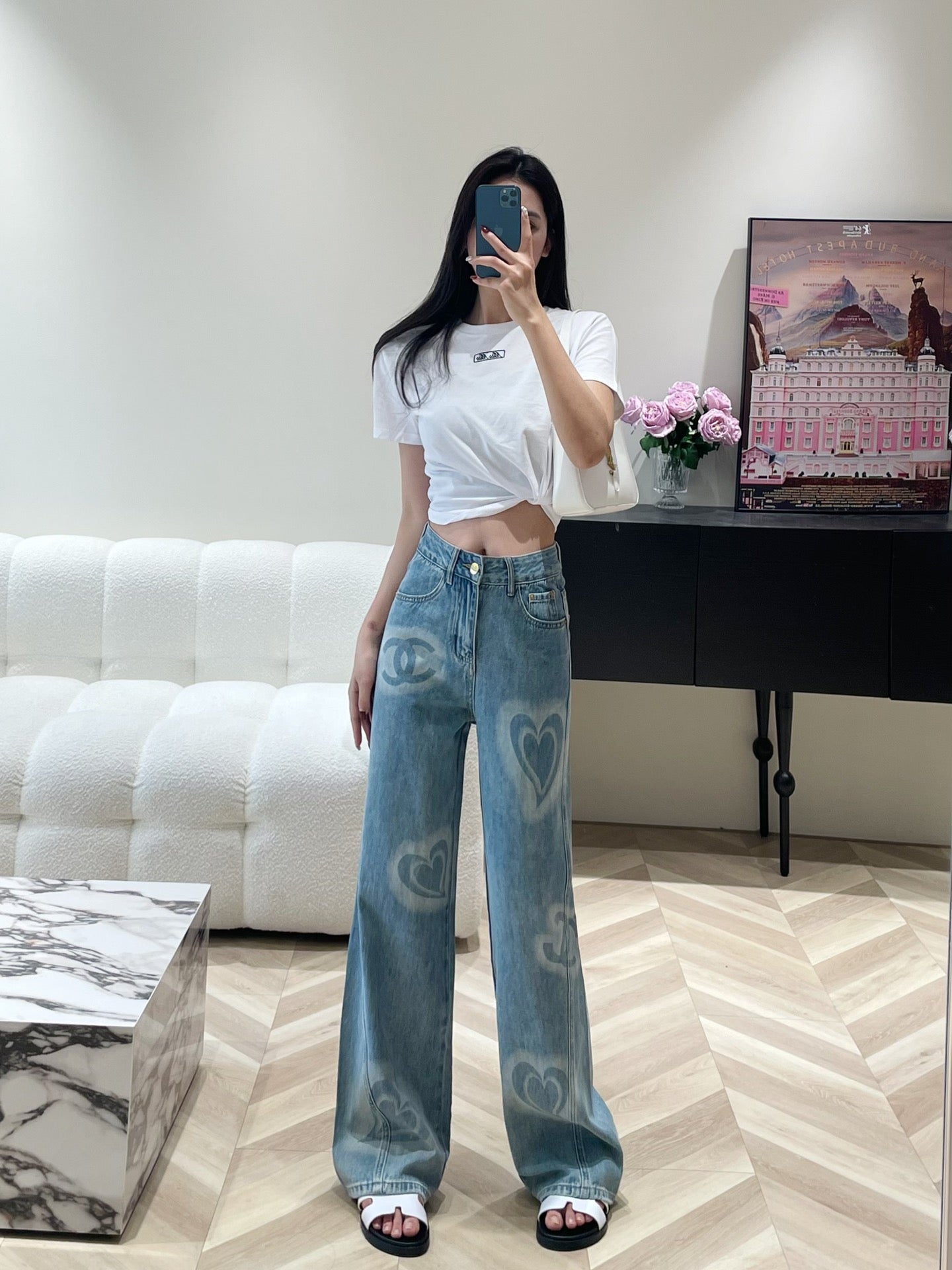 小香家-2403 經典印花牛仔褲