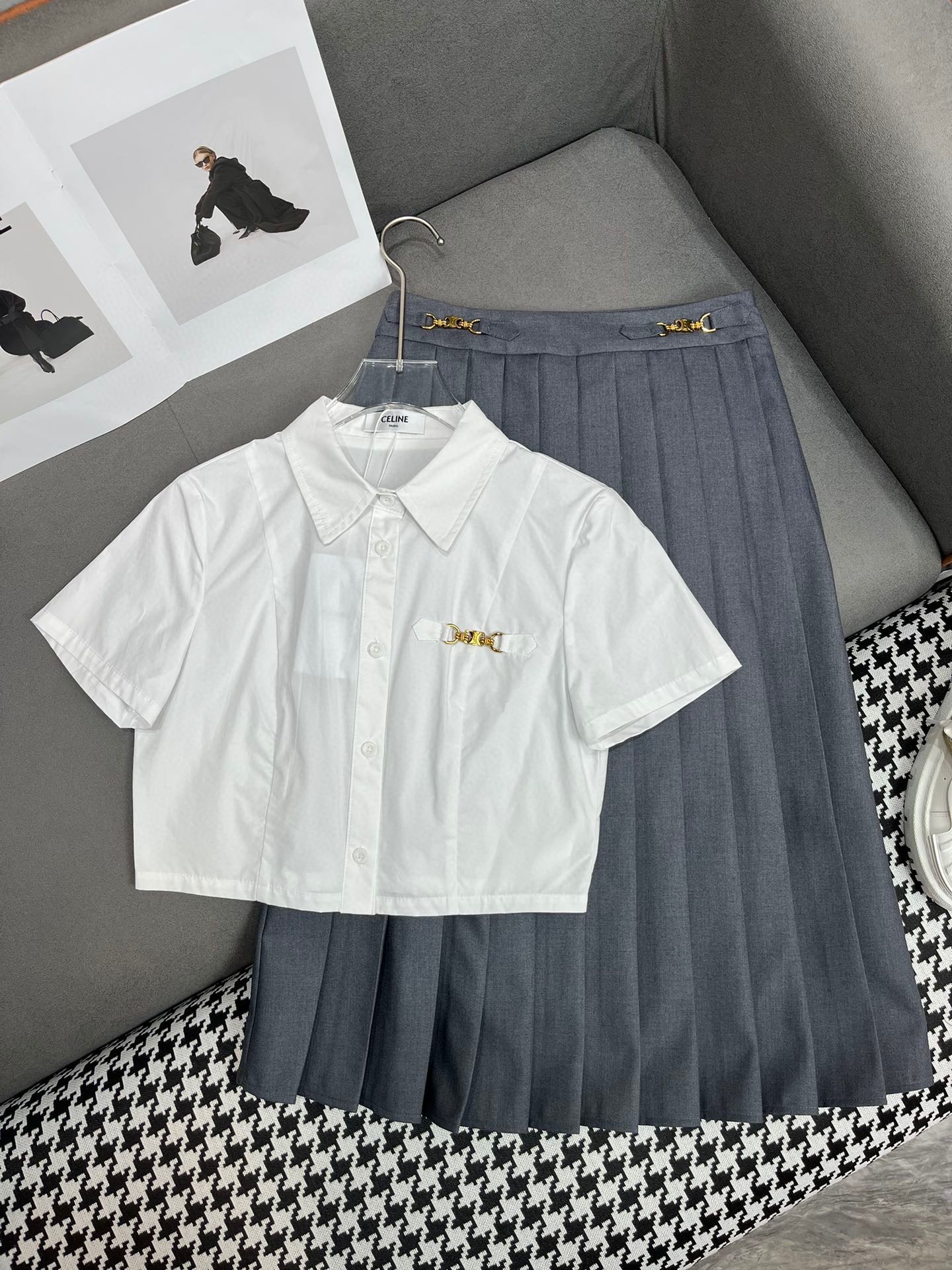 賽C家-2403 24SS夏季新款短襯衫長裙套裝 灰色
