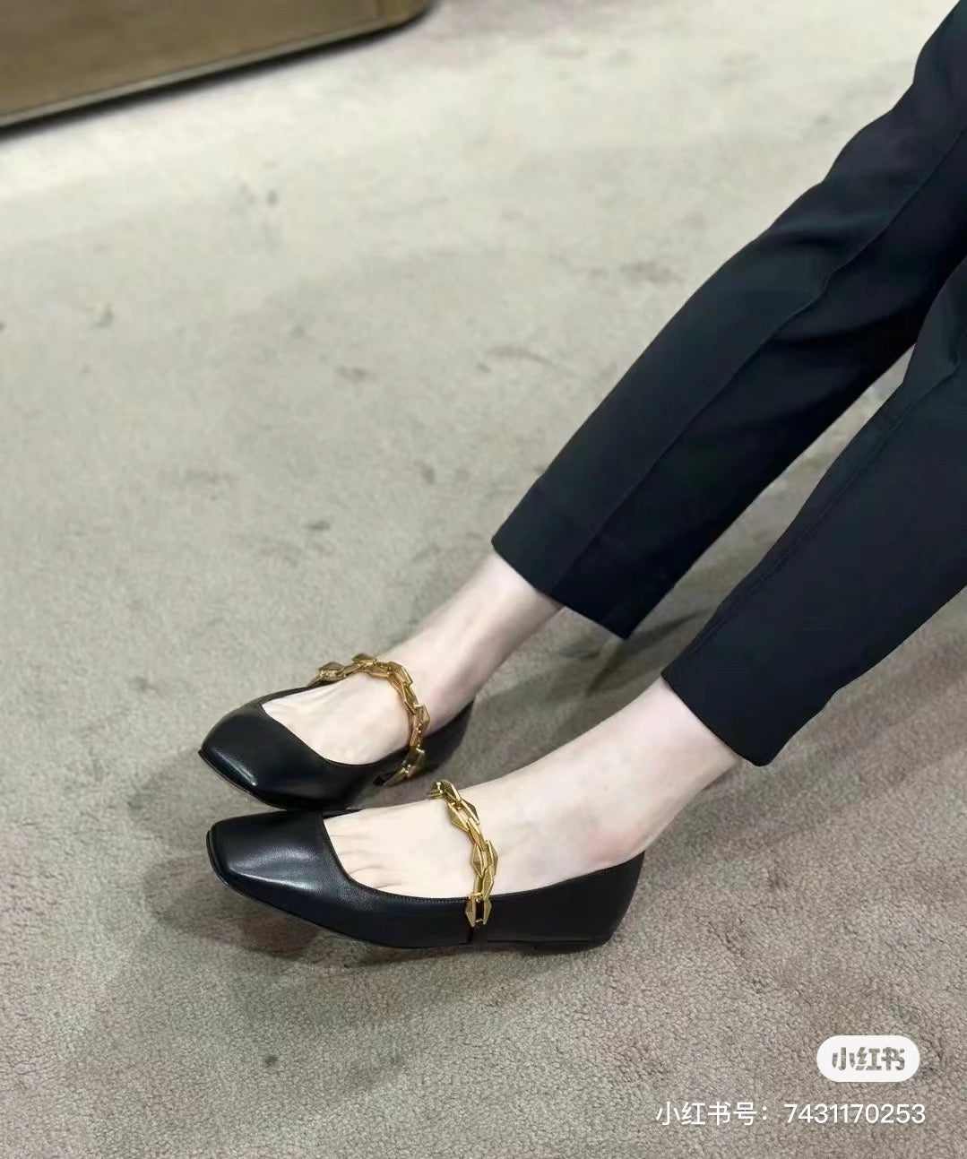 JC傑米-瑪莉珍系列 鍊條平底鞋 黑色