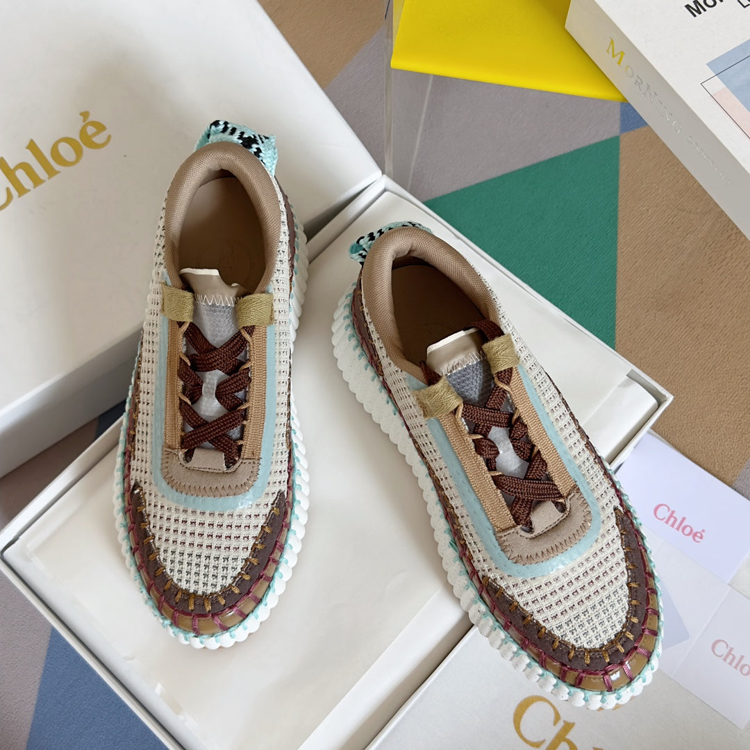 克羅C-Nama sneaker彩虹系列 網面拼色休閒運動鞋 咖色