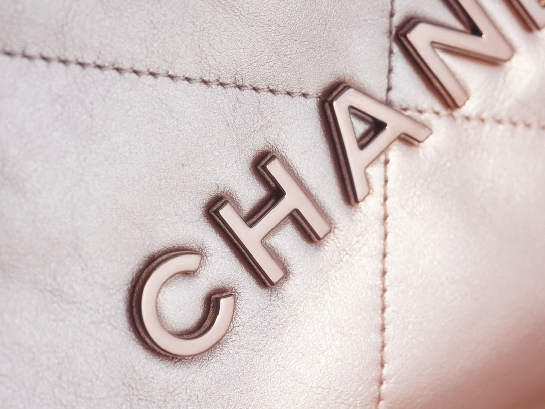 小香家-Chanel 22號手袋 玫瑰金背帶 雙鍊條
