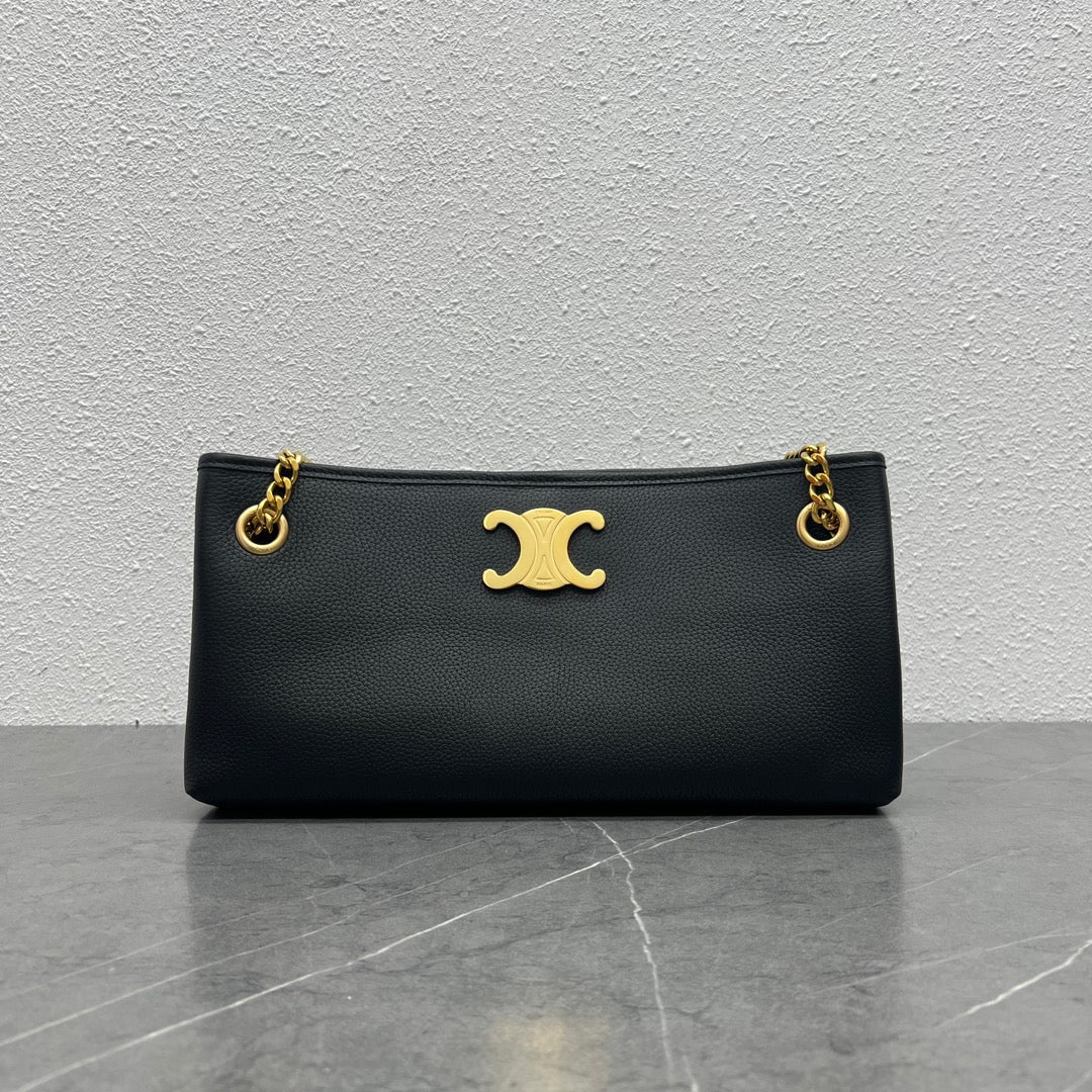 賽c家-新款 newspaper chain bag 雙鍊條腋下包 黑色