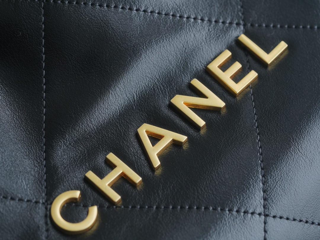 小香家-Chanel 22號手袋 黑金色大號