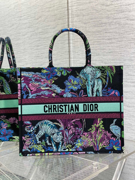 迪D家-Book Tote 2023春夏系列 動物園藍綠色 大號