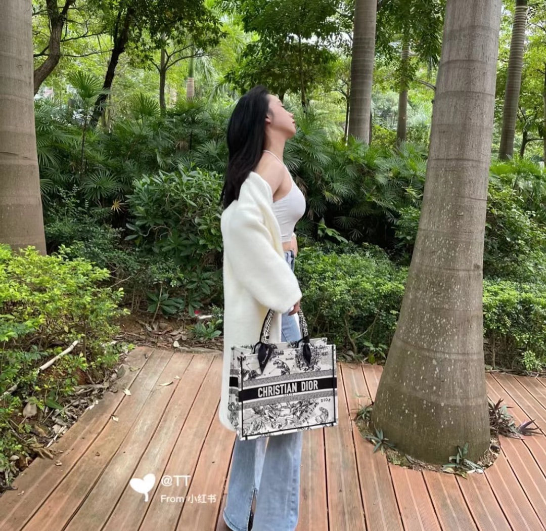 迪D家-2023春夏新款 Tote 星座系列米白色 中號