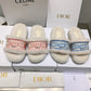 迪D家-厚底電繡毛毛拖鞋 白粉色