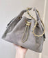 小香家-25C 抽繩水桶Hobo磨砂皮小號 大象灰麂皮