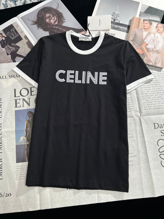 賽C家-2403 24早春新品虛線字母logoTEE 黑色