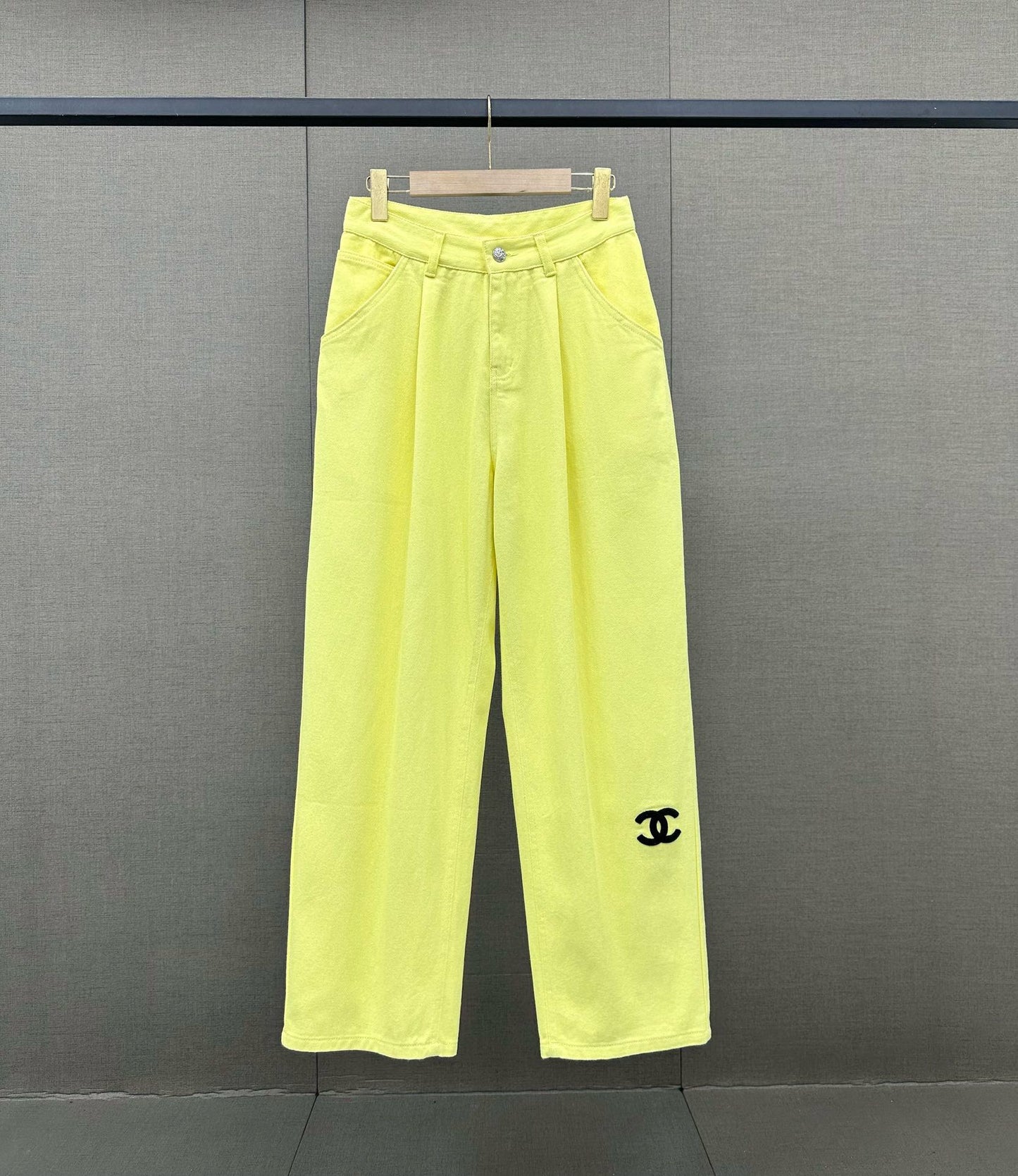 小香家-2403 春夏logo高腰闊腿牛仔褲