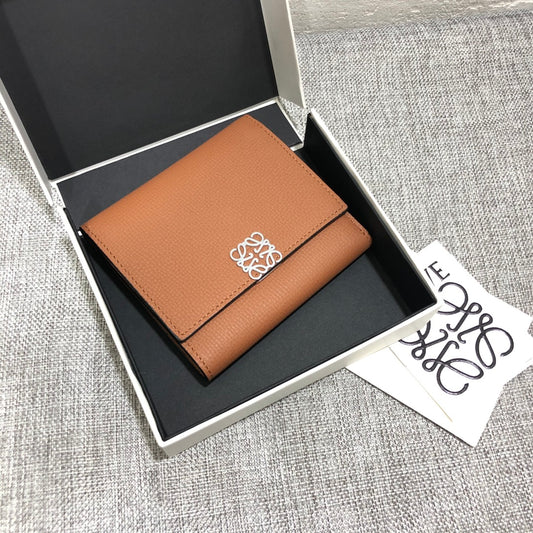 羅L威-Anagram系列 對折短款錢包 咖啡色