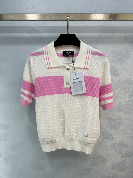 小香家-2404 24春夏新品短袖羊毛上衣 粉色